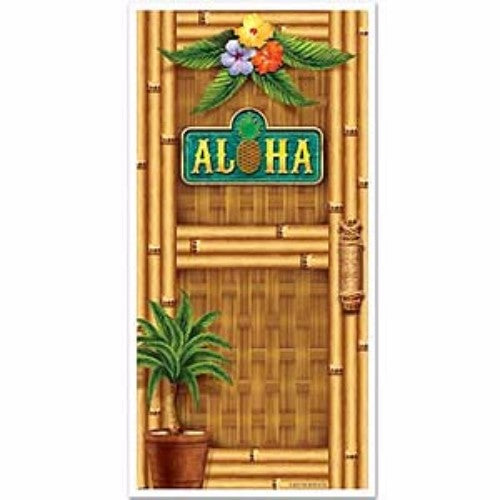 Vibrant Aloha Door Poster (152cm x 76cm) brightens any space with a tropical vibe, perfect for indoor or outdoor use.