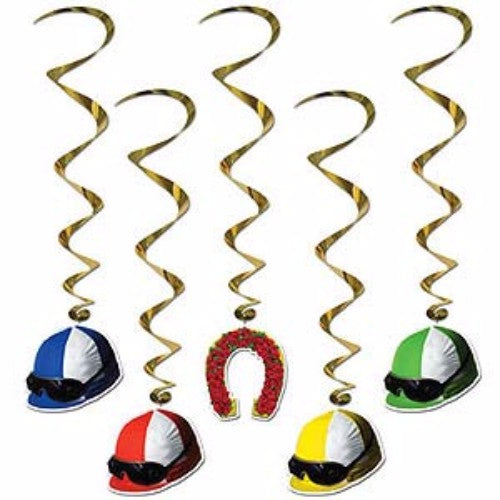 Hanging Decoration Derby Day Whirls - Pack of 5