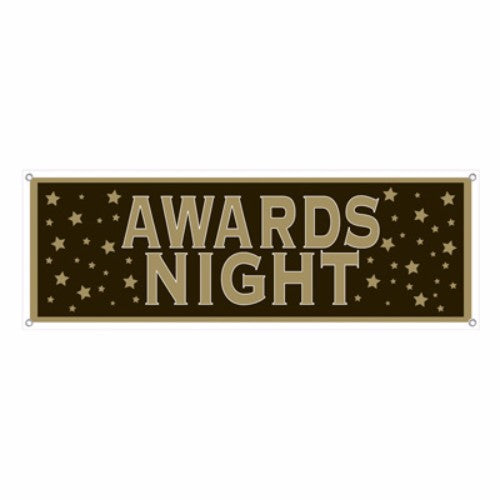 Vibrant 152cm x 53cm Banner Awards Night Sign with grommets, perfect for celebrating achievements at events.