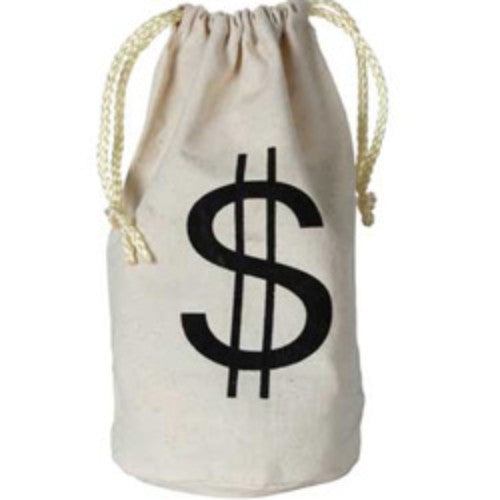 Durable fabric money bag with drawstring closure, measuring 21cm x 16cm, perfect for organizing cash and valuables.