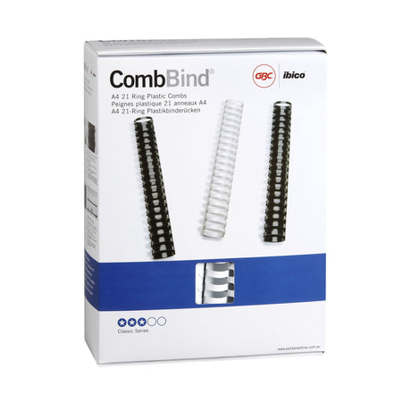 GBC Binding Comb 32mm White Pack of 50 for professional document binding, compatible with all standard machines.