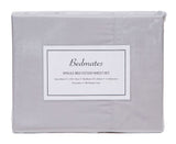 Silver Bedmates Single Sheet Set featuring premium polycotton, 250 thread count, includes fitted sheet, flat sheet, and pillowcase.