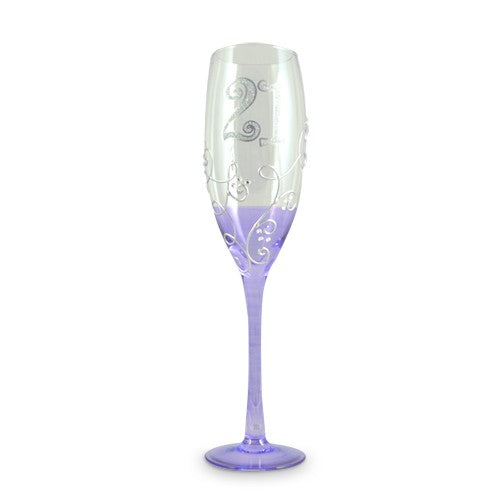 21st Birthday Champagne Glass - Vine Purple