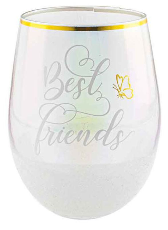 Chic 600ml stemless glass with glitter design, perfect for stylish sips at gatherings or cozy nights with friends.