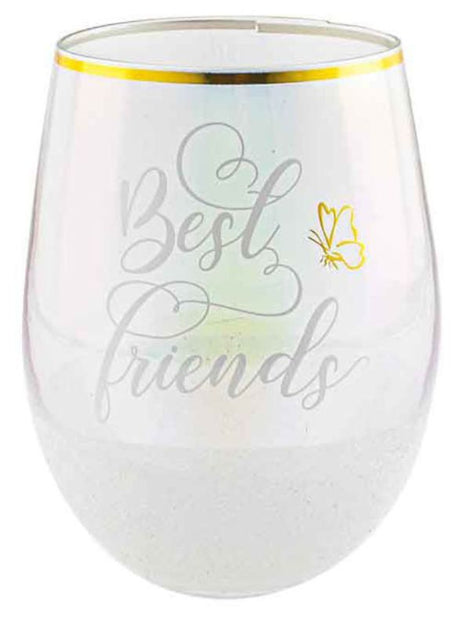 Chic 600ml stemless glass with glitter design, perfect for stylish sips at gatherings or cozy nights with friends.