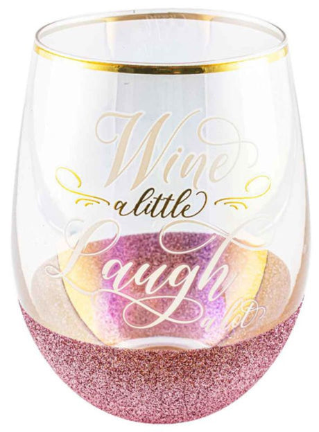 Elegant 600ml stemless wine glass with a glitterati finish, perfect for stylish wine enthusiasts and entertaining.