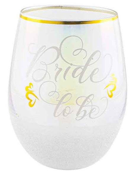 Glitterati stemless wine glass for brides-to-be, 600ml, perfect for stylish celebrations and memorable toasts.