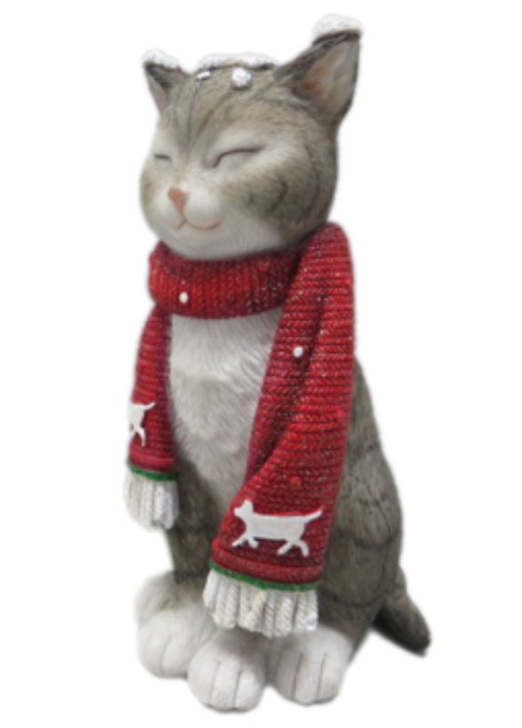 Ornament - Polyresin Christmas Cat (18.5cm)