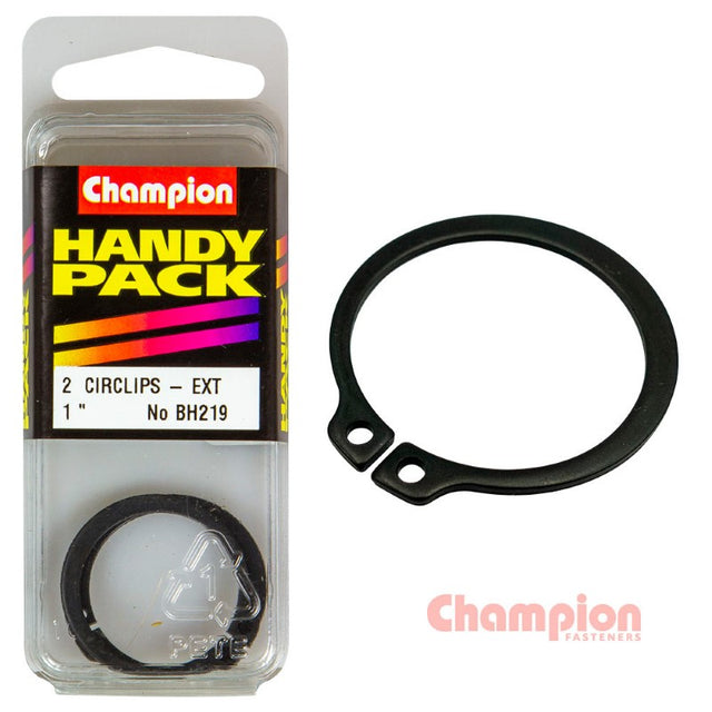 External circlips for 1-inch shafts, made for durability and reliability in automotive and machinery applications. Pack of 2.