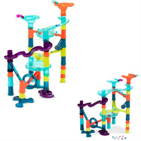 Colorful 38-piece marble run set for toddlers promoting creativity, problem-solving, and fine motor skills through interactive play.