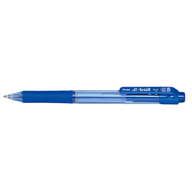 PENTEL E-BALL retractable ballpoint pen pack, blue, 1.0mm tip, comfortable grip, eco-friendly, 12 units, long-lasting ink.