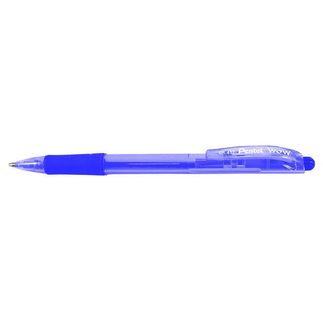 Pack of 12 PENTEL BK417 retractable blue ballpoint pens with a comfortable grip and smooth 0.7mm tip for versatile writing.