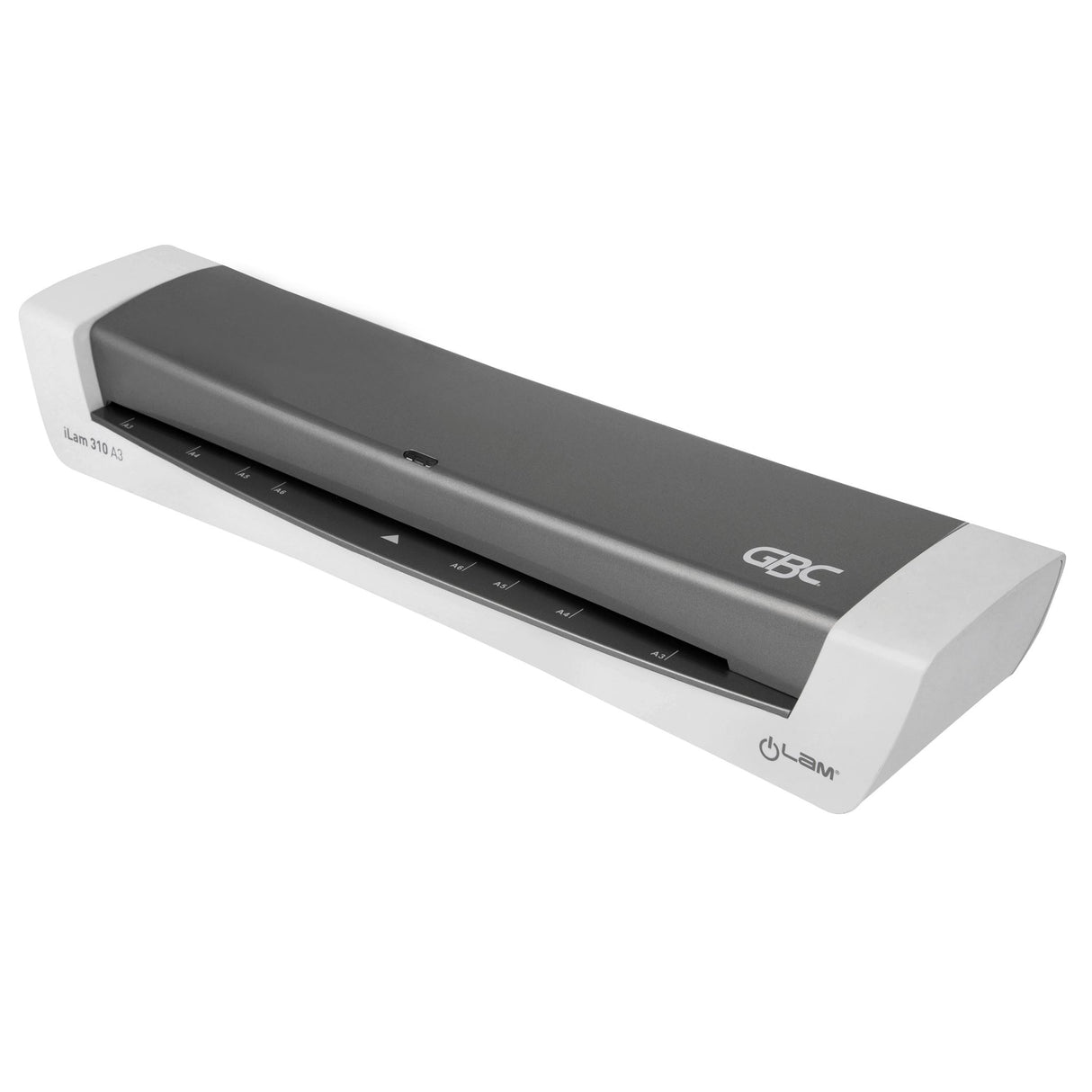 GBC iLAM 310 A3 Laminator in grey, ideal for quick, eco-friendly, hassle-free laminating with included starter kit.