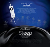 Quilted electric blanket in super king size, featuring fast heat, adjustable settings, and detachable controls for year-round comfort.