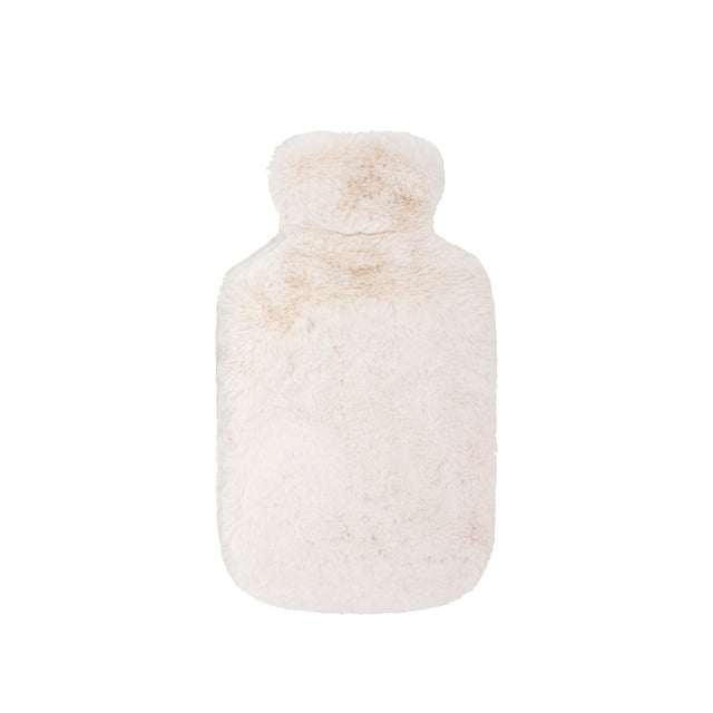 Frida Faux Fur Hot Water Bottle in Snow, featuring a soft cover and 2L bottle for winter warmth and comfort.