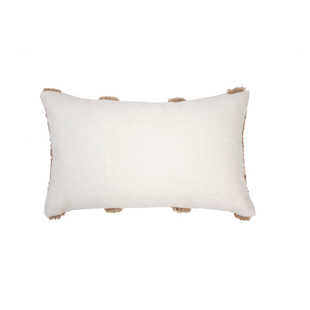 Sedona Rectangle Cushion in Cappuccino with geometric embroidery and cotton tufting, perfect for stylish lumbar support and decor.