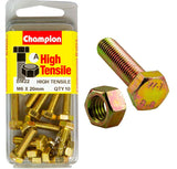 Champion M6 x 20 set screw and nut pack of 10, made from durable GR8.8 carbon steel for heavy-duty fastening applications.