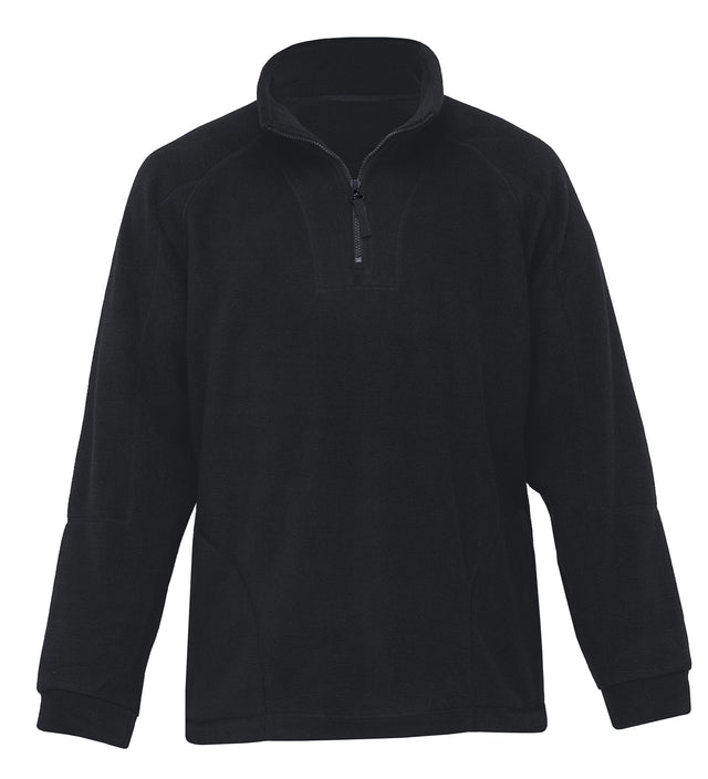 Cozy polar fleece pullover with zip front, side pockets, and adjustable waist, perfect for style and warmth in winter.