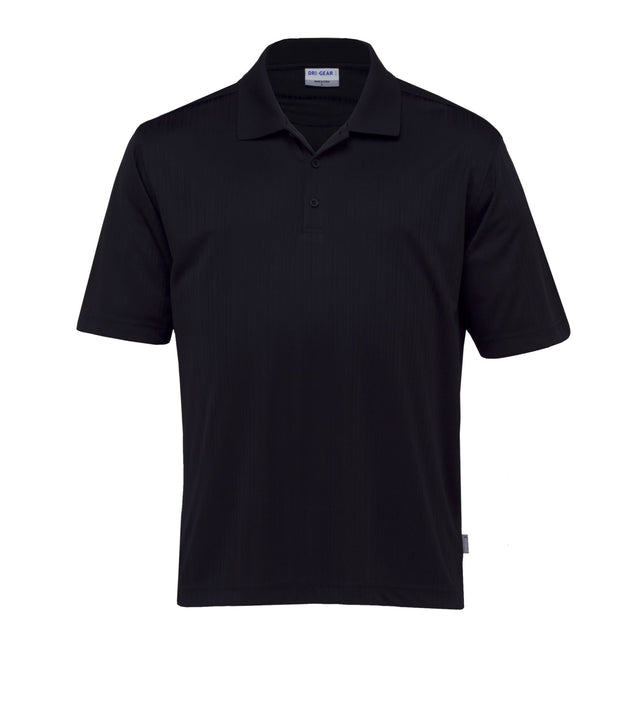 Men's Dri Gear Corporate Pinnacle Polo in classic fit with moisture-wicking, UV protection, and stylish flat knit collar.