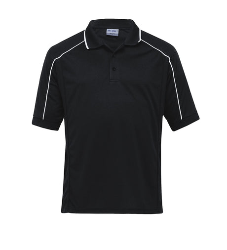 Men's Dri Gear Eyelet Polo in micro poly mesh with moisture-wicking, UV protection, and stylish detailing for versatile wear.