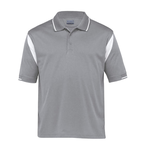 Dri Gear Insert Polo featuring 100% micro poly mesh, moisture-wicking, UV protection, and stylish contrast details for ultimate comfort.