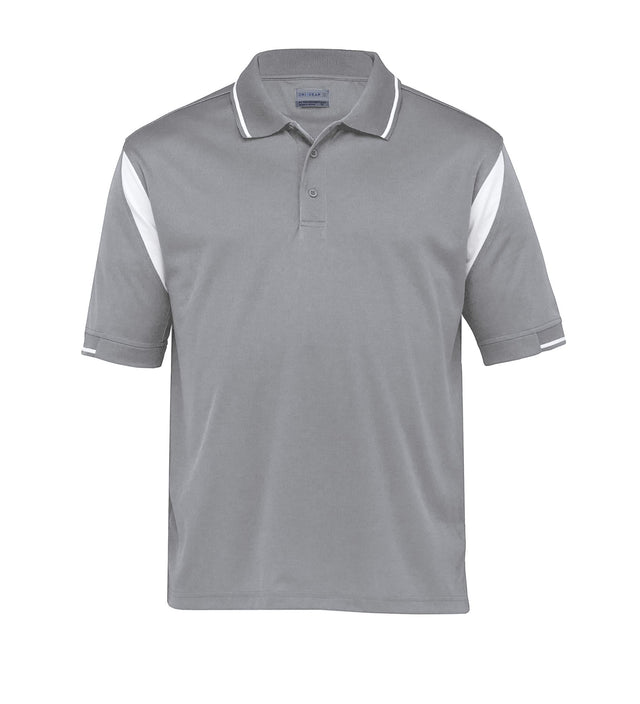 Dri Gear Insert Polo featuring 100% micro poly mesh, moisture-wicking, UV protection, and stylish contrast details for ultimate comfort.