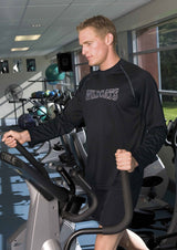 Men's Dri Gear Long Sleeve Tee, made from 100% micro polyester, features moisture-wicking and UV protection for active lifestyles.