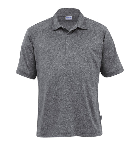 Men's Dri Gear Melange Polo featuring moisture-wicking fabric, UV protection, and stylish details for active lifestyles.