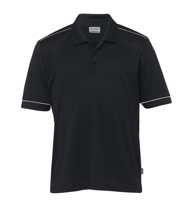 Men's Dri Gear Matrix Polo in micro poly mesh features moisture-wicking, UV protection, and classic fit, perfect for active wear.