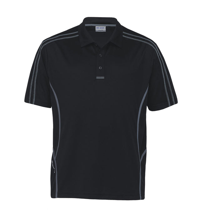 Dri Gear Reflex Polo in micro poly mesh, offers moisture-wicking, UV protection, and stylish contrast detailing.