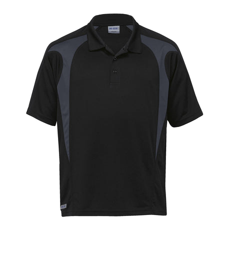 Youth Dri Gear Spliced Zenith Polo featuring moisture-wicking fabric, UV protection, and stylish contrast panels for active youth.