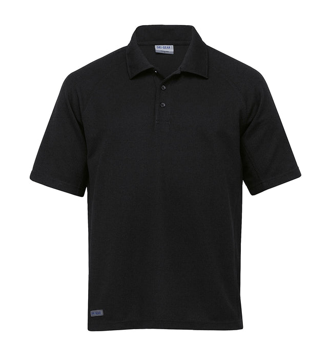 Dri Gear Summit Coolmax Polo in waffle fabric, featuring moisture-wicking, UV protection, and stylish reflective details.