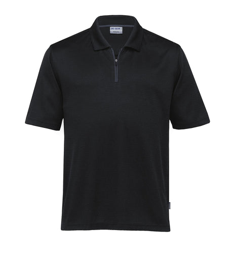 Dri Gear Trimmed Polo in breathable micro poly tech mesh with contrast piping, moisture-wicking, and UV protection for active lifestyles.