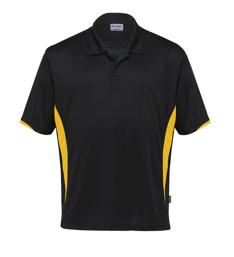 Dri Gear Zone Polo in breathable micro poly mesh, featuring moisture-wicking, UV protection, and stylish contrast panels.