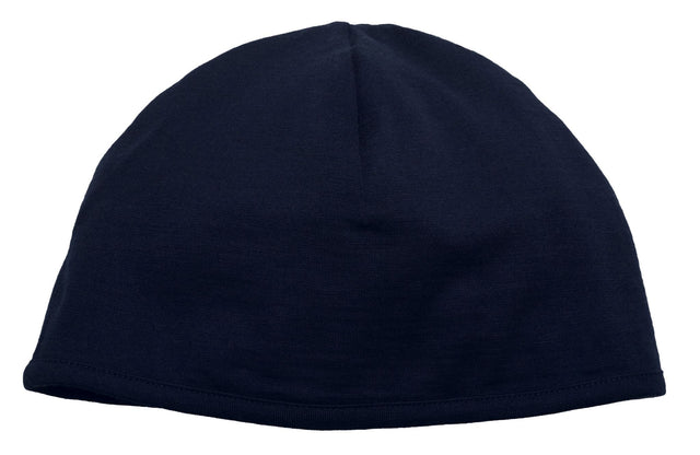 Navy/Charcoal reversible Merino Arctic Beanie in 100% merino wool, combining style, warmth, and eco-friendliness for winter wear.