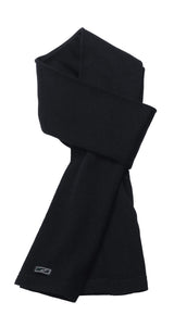 Merino Arctic Scarf in black, made from 100% merino wool for warmth and style, featuring a seamless two-layer design.