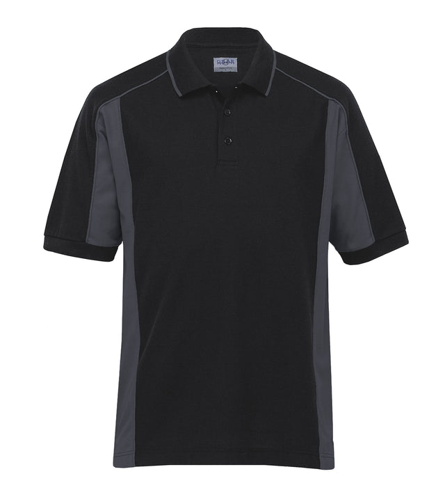Men's Eclipse Polo in classic fit, featuring contrast piping, side splits, and breathable poly cotton for stylish comfort.