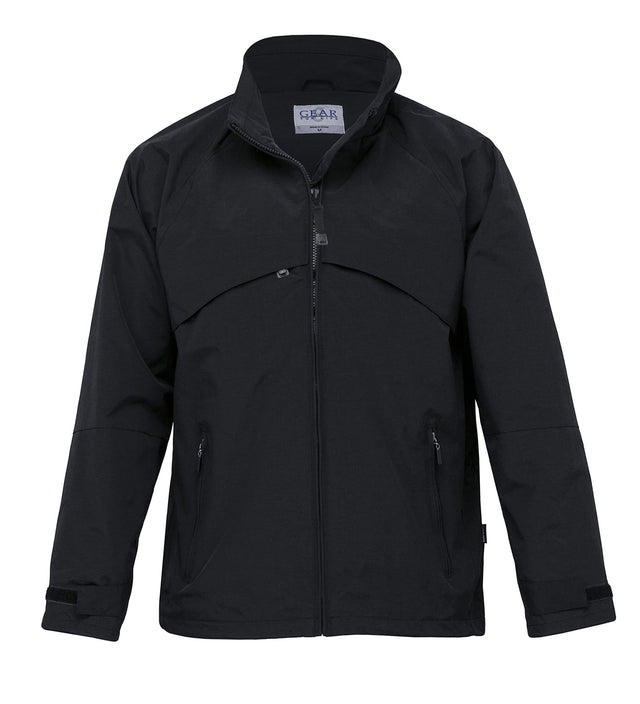 Gravity Jacket in sleek tapered fit, crafted from showerproof nylon ripstop with zippered pockets and hidden hood for versatile style.