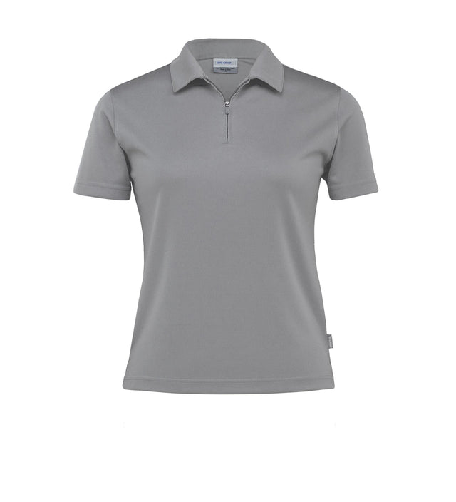 Dri Gear Axis Polo for women, featuring lightweight micro poly fabric, moisture-wicking, UV protection, and stylish design.