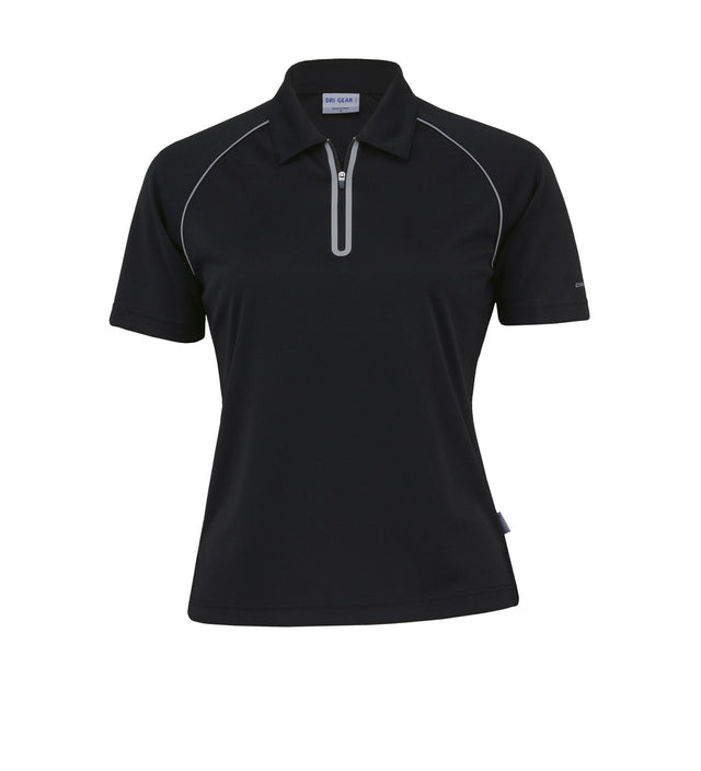 Dri Gear Dimension Polo for Women in lightweight micro poly, offering moisture-wicking, UV protection, and stylish design.