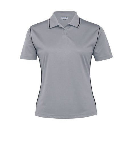 Lightweight women's polo shirt with moisture-wicking fabric, UV protection, stylish collar, and modern contrast details.