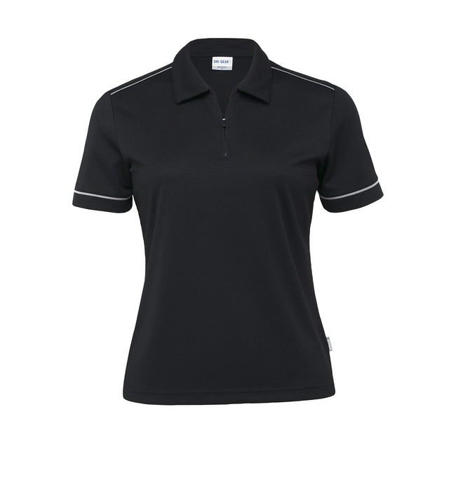 Dri Gear Matrix Polo for Women: stylish moisture-wicking polo with UV protection, self-collar, and contrast piping. Perfect for active wear.