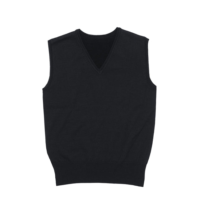 Merino Fully Fashioned Vest for Women in premium wool, featuring a chic vee neck and versatile design for any occasion.