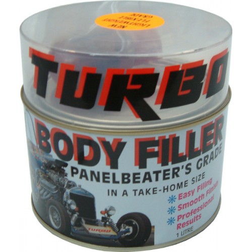 High-performance Turbo Body Filler in 1-Litre, perfect for smooth, durable auto repairs with seamless paint compatibility.