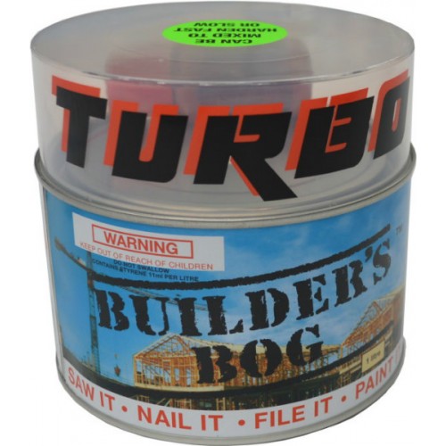 Builders Bog - Turbo 1-Litre: Premium-grade repair filler for timber, rot-proof, waterproof, paintable within an hour.