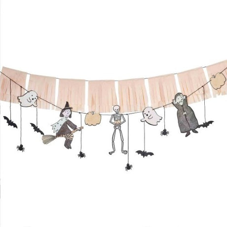 Boo Crew Halloween bunting with tassels, featuring playful designs for festive indoor and outdoor decor, 1.5m with twine.