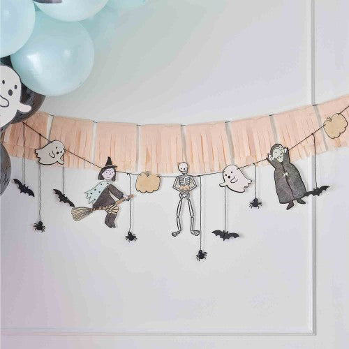 Boo Crew Halloween Bunting with tassels, featuring playful characters, perfect for festive indoor and outdoor decor.