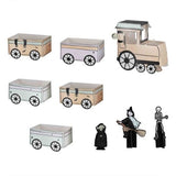 Whimsical Boo Crew Ghost Train decoration with 5 treat boxes and 3 characters, perfect for Halloween festivities.