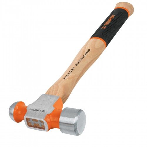 Truper Ball Pein Hammer with 16oz high carbon steel head and 36cm hickory handle, ideal for precision metalwork.