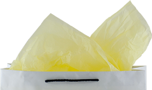 Pale yellow tissue paper pack of 480 sheets, perfect for elegant gift wrapping and enhancing retail displays.